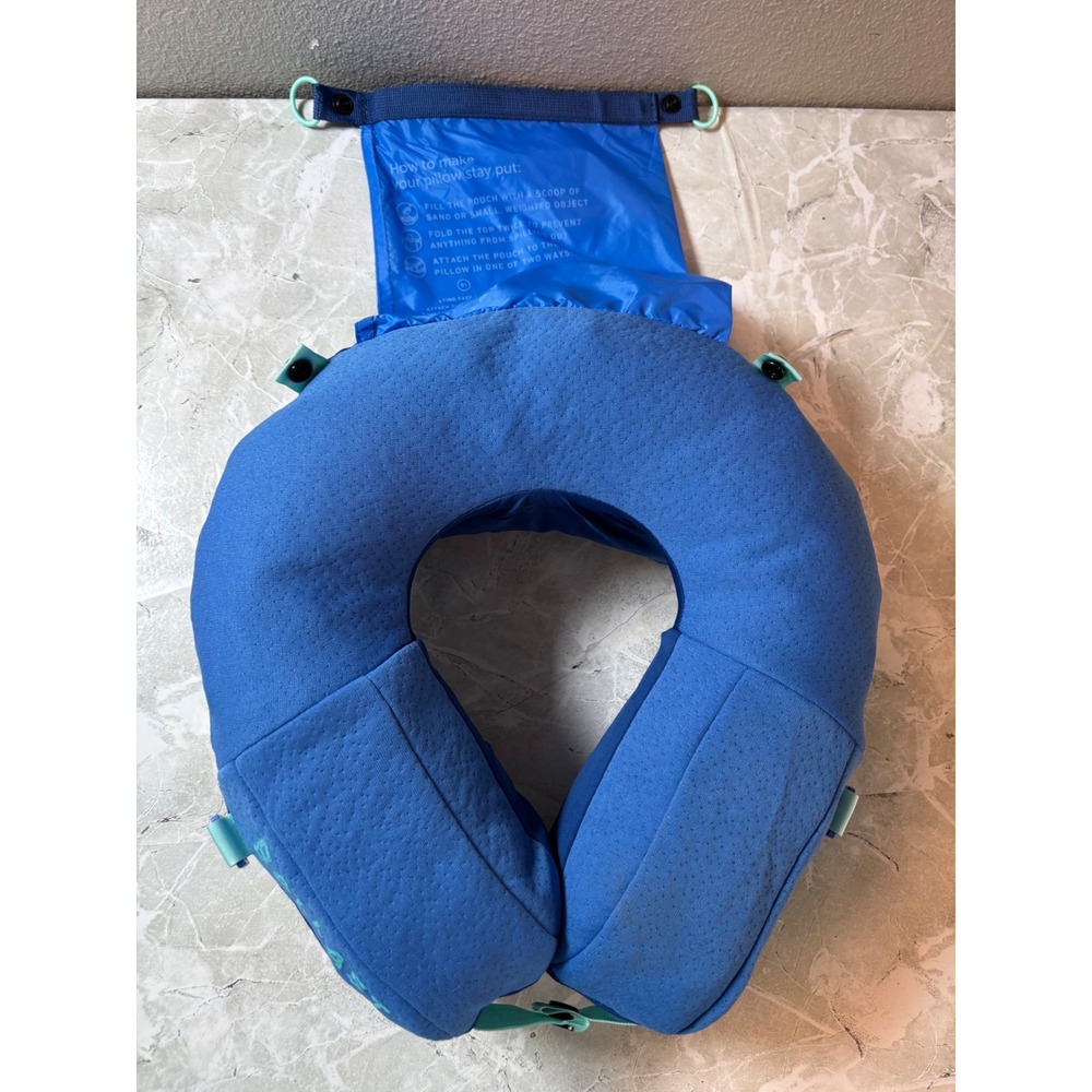 Ballast Beach Pillow Inflatable Blue Portable Travel Neck Support with Sand Bag